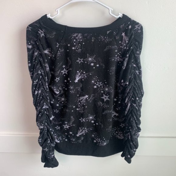Chaser Black Mystical Star Print Shirred Sleeve Sweatshirt - Picture 3 of 7